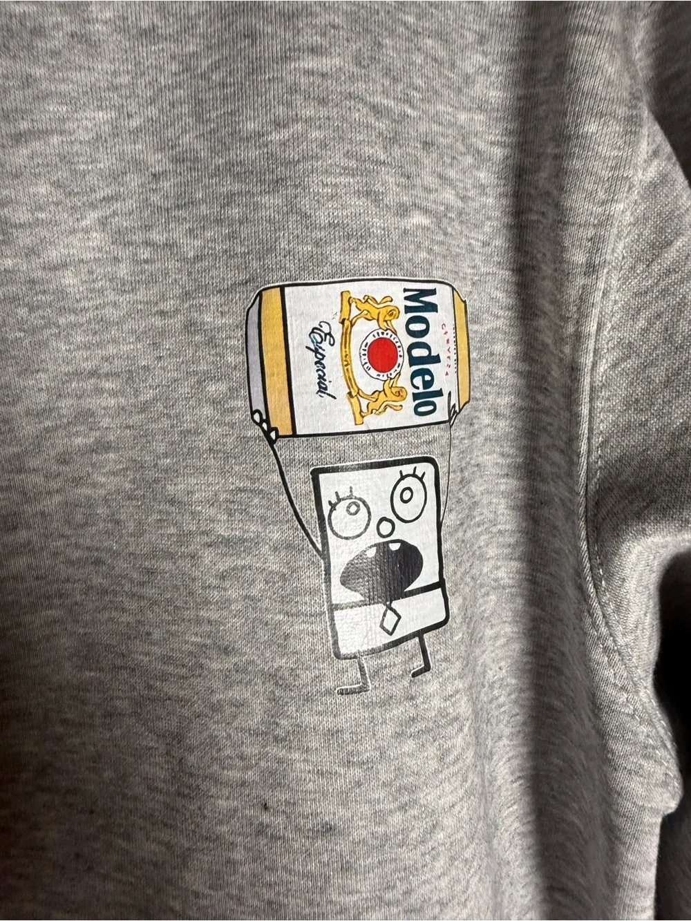 ModelCo Light Gray Crewneck Sweatshirt with Playful Can Graphic